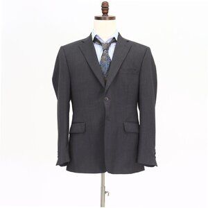 Saks Fifth Avenue 44R Gray Solid 2-Button Sport Coat Blazer Jacket P528